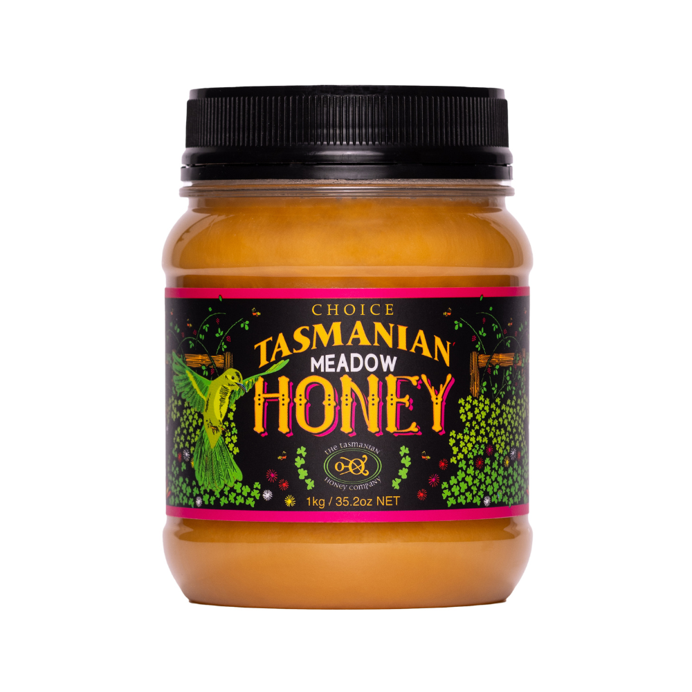 Tasmanian Honey Meadow Plastic Jar 1kg (Not For Sale In WA)