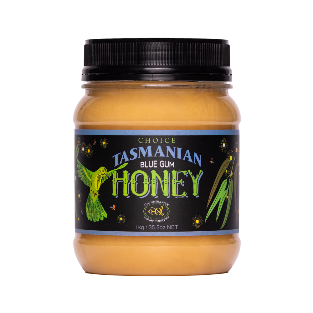 Tasmanian Honey Blue Gum Plastic Jar 1kg (Not For Sale In WA)