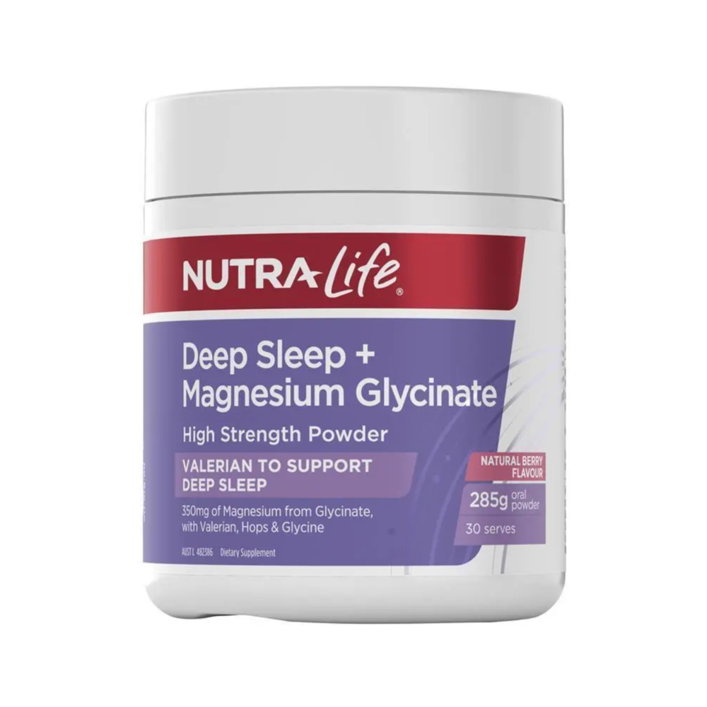 Nutra-Life Deep Sleep + Magnesium Glycinate High Strength Powder 285g Oral Powder (Natural Berry Flavour)