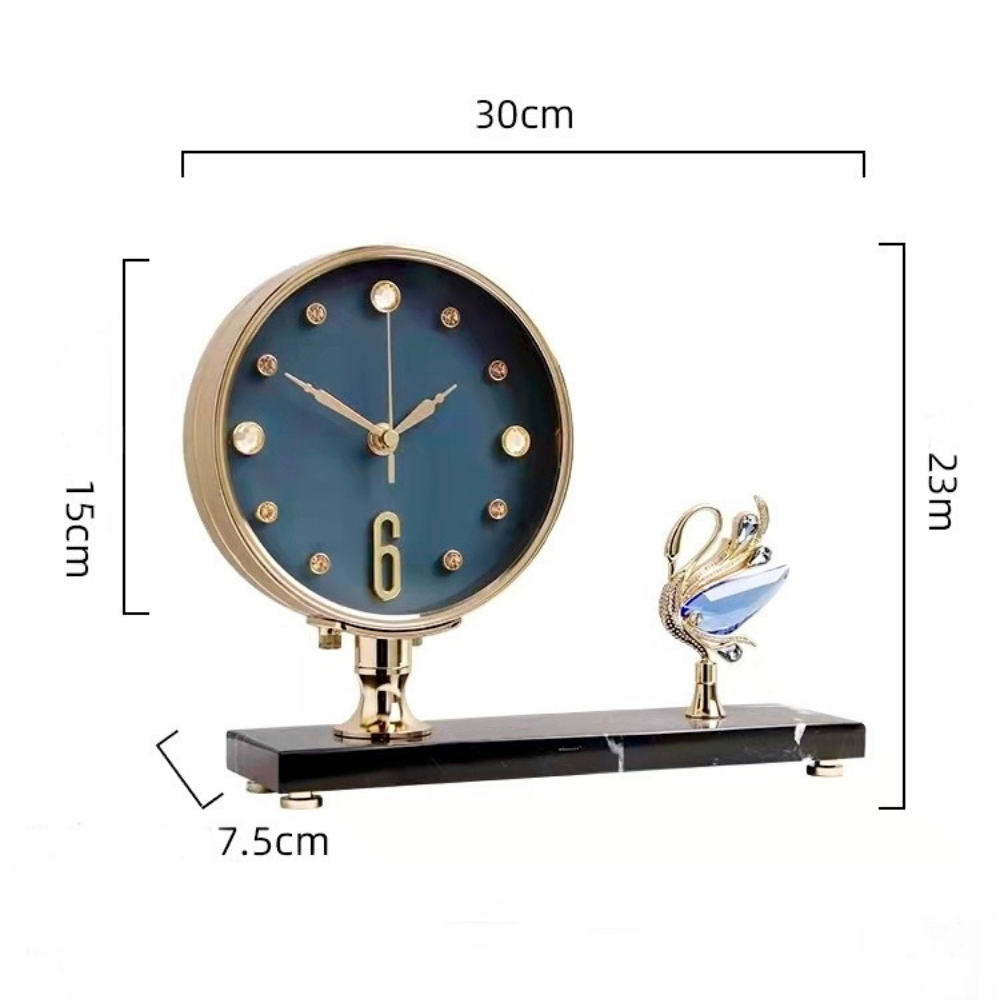 Vanguard Universal Premium Crystal Table Clock with Swan TCJ-622BL