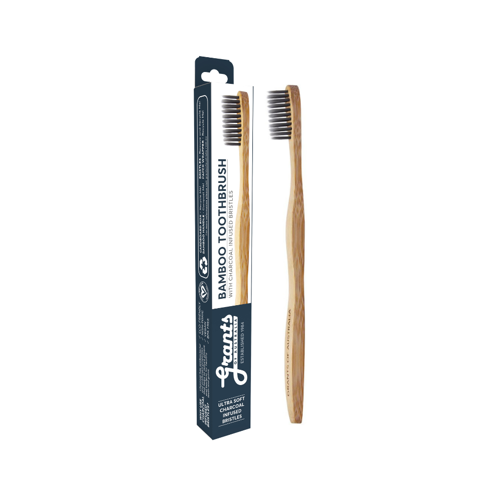 Grants of Australia Adult Bamboo Toothbrush - Ultra Soft Charcoal