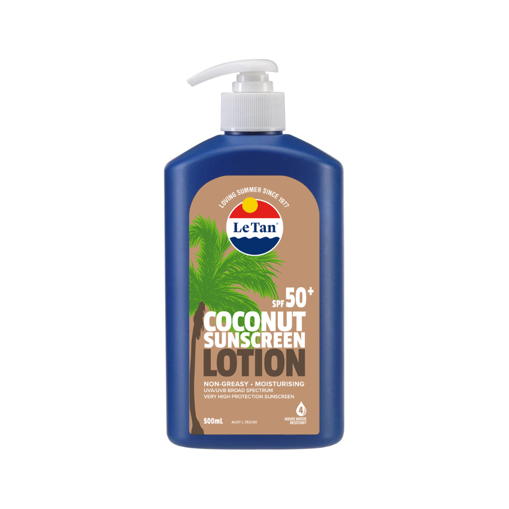 Le Tan, Coconut Sunscreen, SPF 50+, Sunscreen Lotion, Face & Body Sunscreen, Water Resistant Sunscreen, Sun Protection, Coconut Fragrance, Sun Care