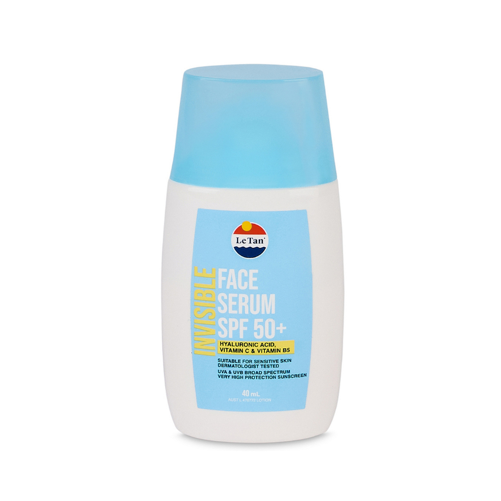 Le Tan, SPF 50+, Face Sunscreen, Invisible Sunscreen, Facial Serum, Hyaluronic Acid, Vitamin C, Vitamin B5, Sun Protection, Skincare