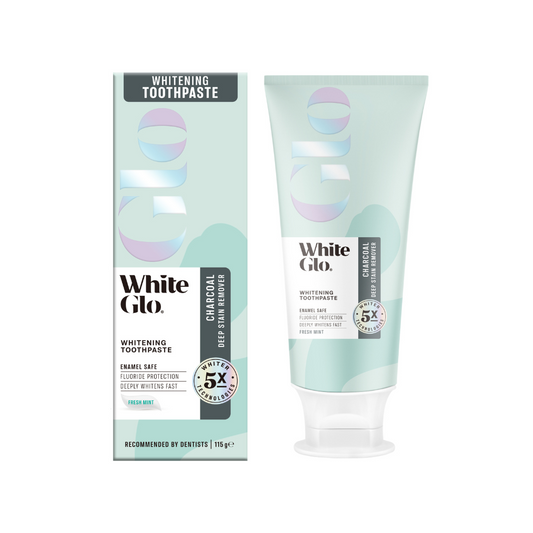 White Glo Charcoal Deep Stain Remover Whitening Toothpaste 115g