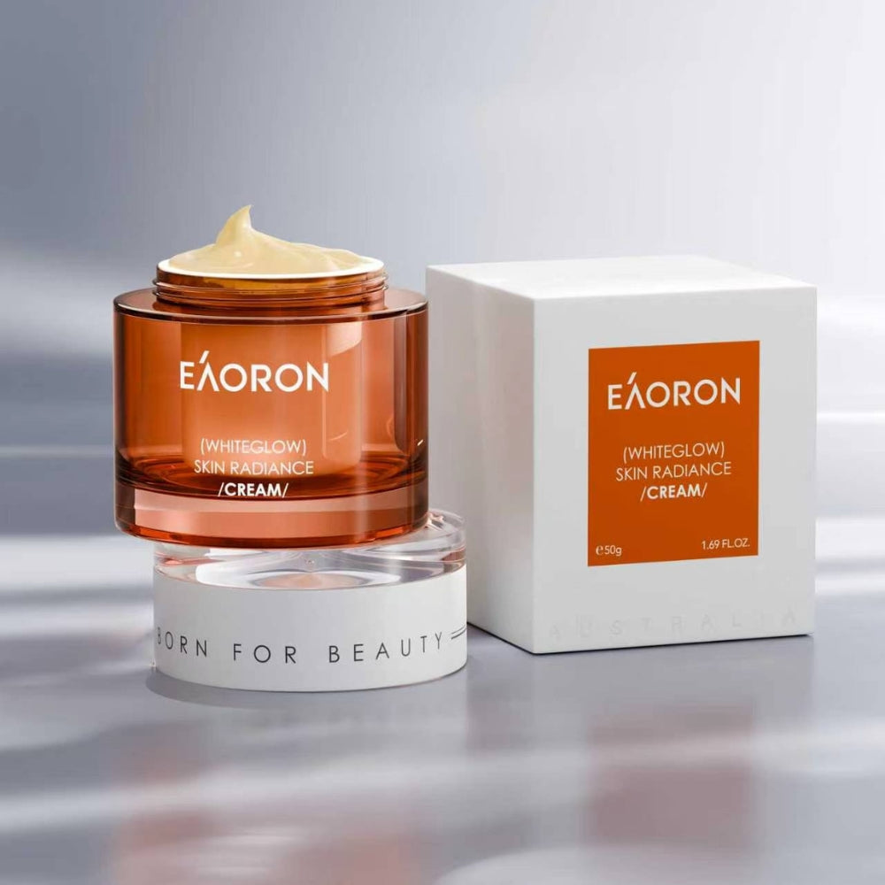 EAORON Whiteglow Skin Radiance Cream jar with product packaging.