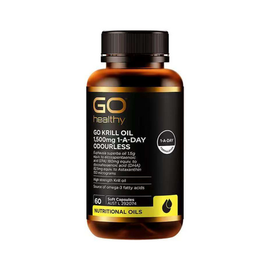 Go Healthy GO KRILL OIL 1,500mg 1-A-DAY ODOURLESS 60 Soft Capsules