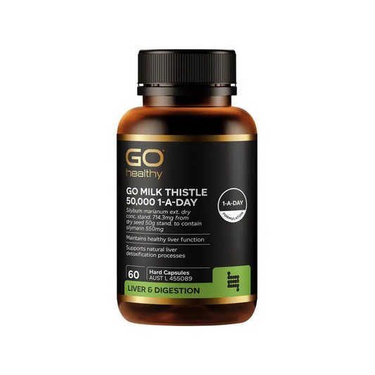Go Healthy Milk Thistle 50000mg 1-A-Day 60 Vege Capsules