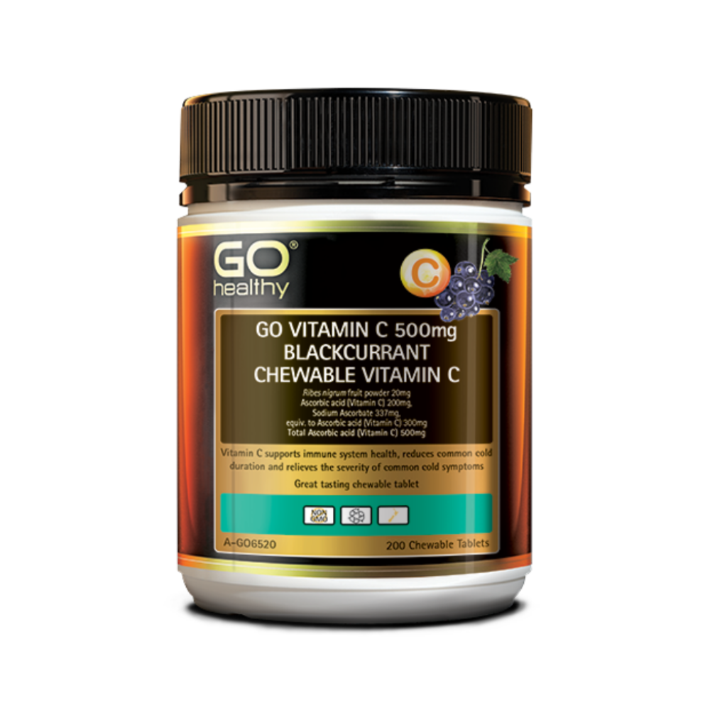 Go Healthy GO Vitamin C 500mg Blackcurrant Chewable Vitamin C 200 Tabs