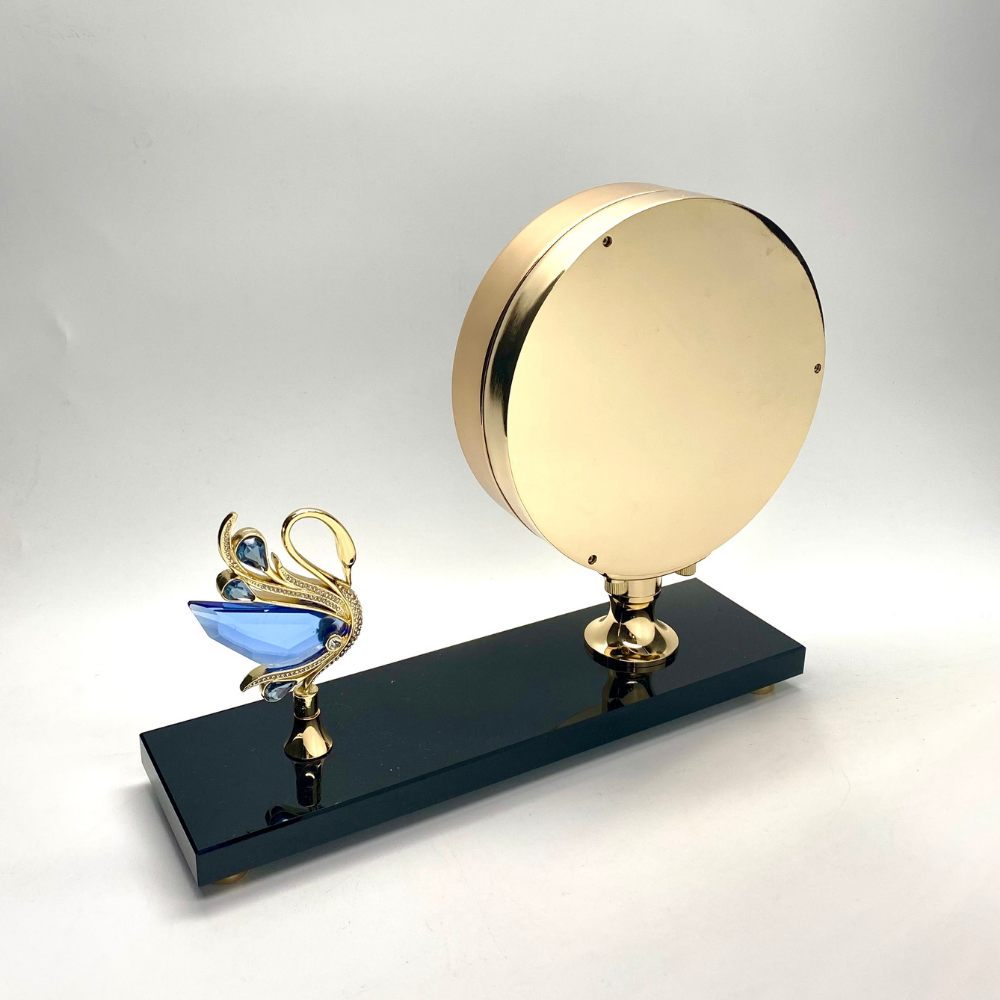 Vanguard Universal Premium Crystal Table Clock with Swan TCJ-622BL