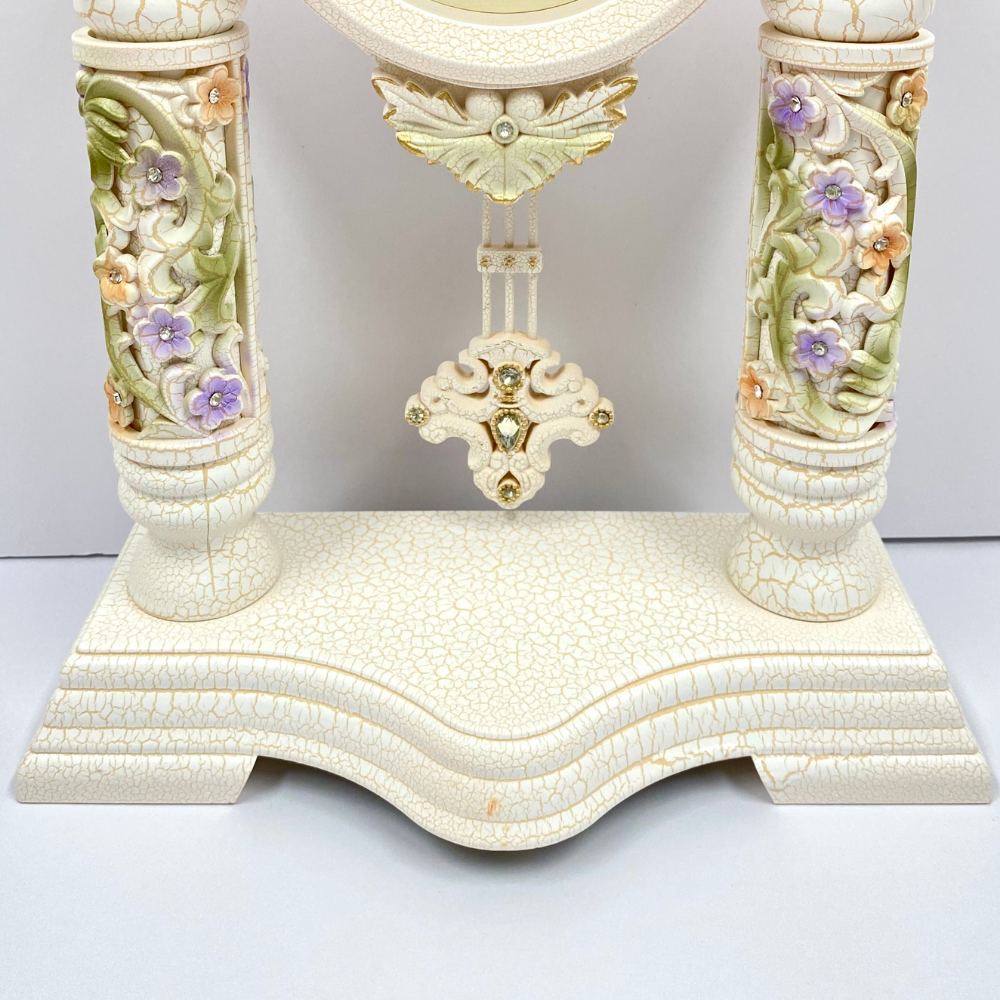 Vanguard Universal Delurious Pendulum Table Clock with Crystal Flowers TSS-1466