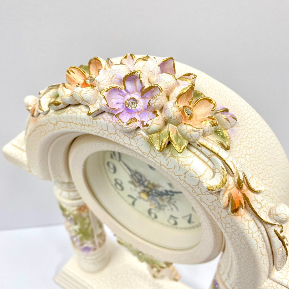 Vanguard Universal Delurious Pendulum Table Clock with Crystal Flowers TSS-1466