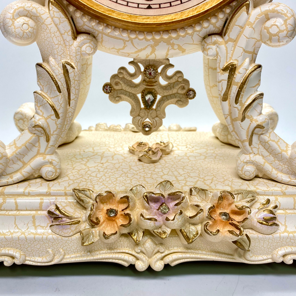 Vanguard Universal Delurious Pendulum Table Clock with Crystal Flowers TSS-1485