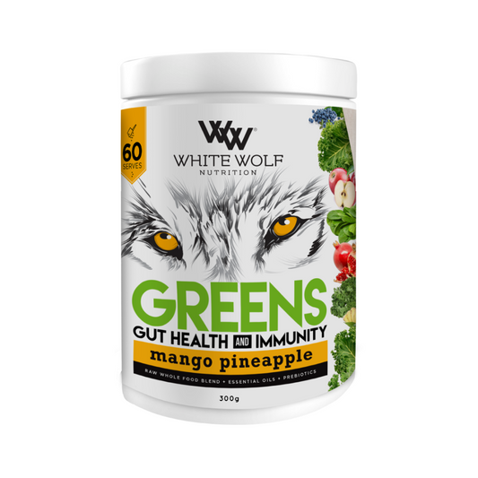 White Wolf Nutrition GREENS GUT HEALTH & IMMUNITY Mango Pineapple 60 Serves 300g