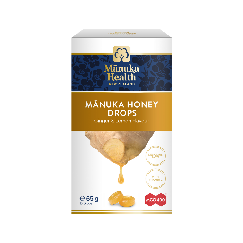 Manuka Health MGO 400+ Manuka Honey Drops - Ginger & Lemon 65g