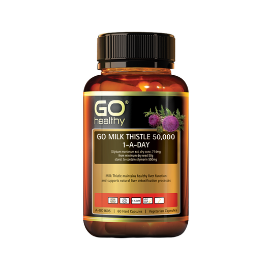 Go Healthy Milk Thistle 50000mg 1-A-Day 60 Vege Capsules