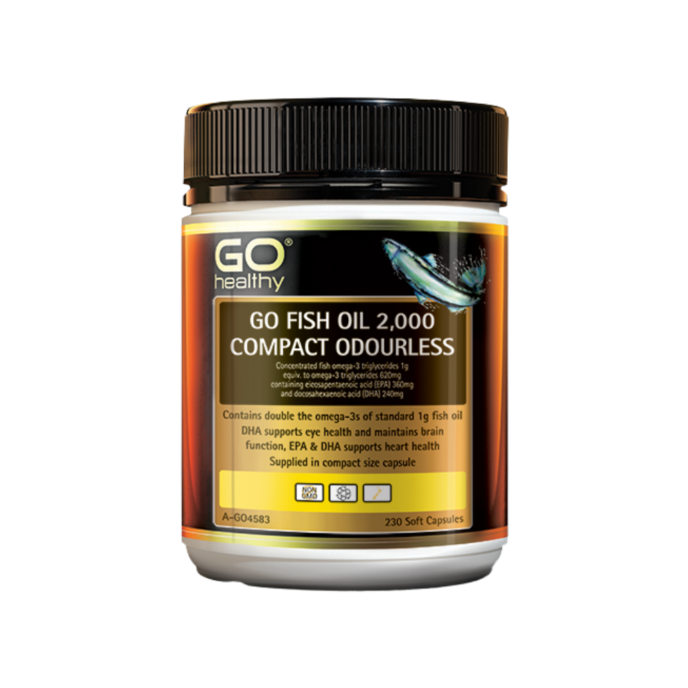 Go Healthy Fish Oil 2,000 Compact Odourless 230 Softgel Capsules